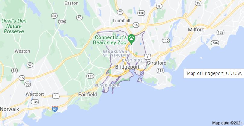 Bridgeport Connecticut USA map