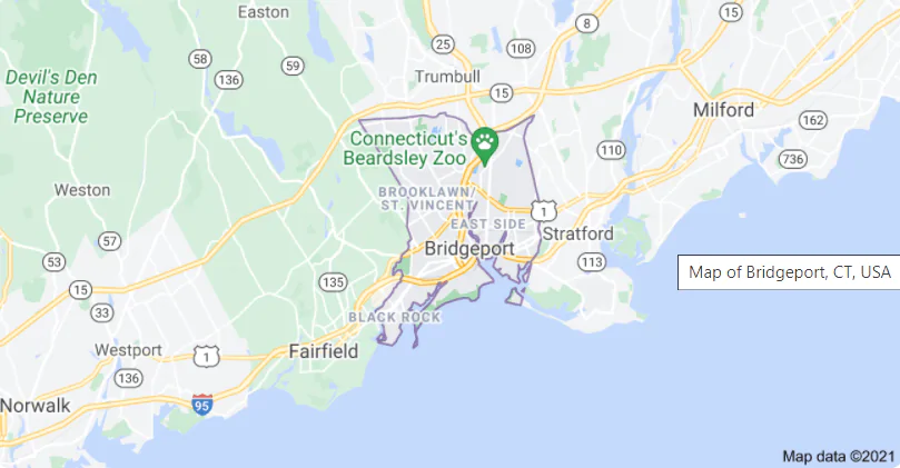 Bridgeport Connecticut USA map